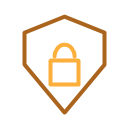 Shield with a lock, representing hardening the WordPress install