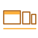 Desktop, tablet and phone outlines, representing responsive breakpoint work