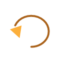 Arrow curving back on itself, representing the rollback path