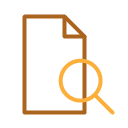 Document with a magnifying glass, representing a full file and database malware scan